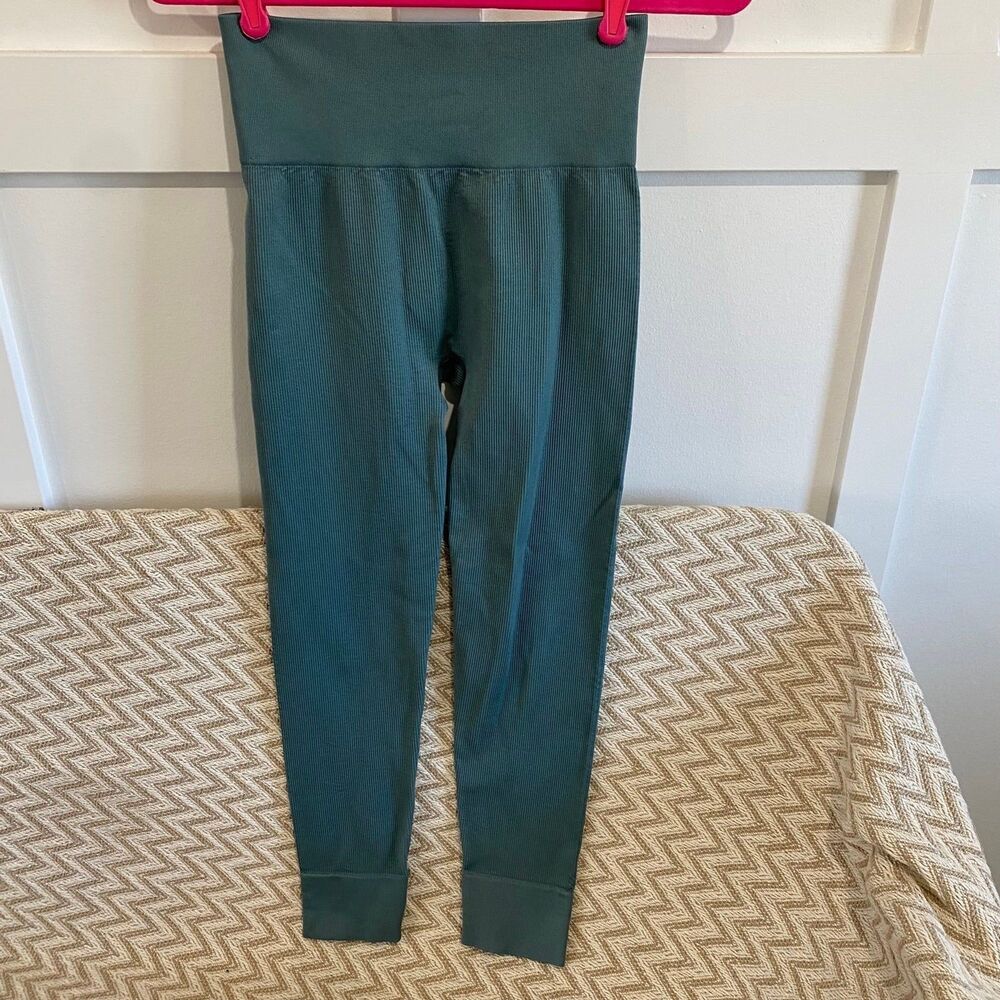 Madewell Women's Ribbed High Rise Athletic Leggings Green Size S/M